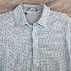 CRICKET Golf Mens Size Medium Geo Print Short Sleeve Polo Shirt Light Blue
